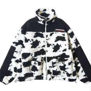brand new cow print sherpa jacket